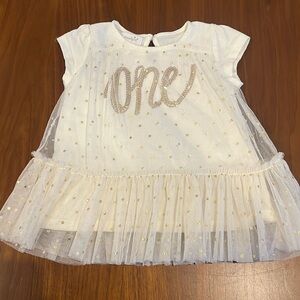 1st birthday ONE sequin and tulle polka dot dress